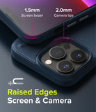 iPhone 13 Pro Case | Onyx - Close-up showing 1.5mm screen bezel and 2.0mm camera lips for raised edge protection.