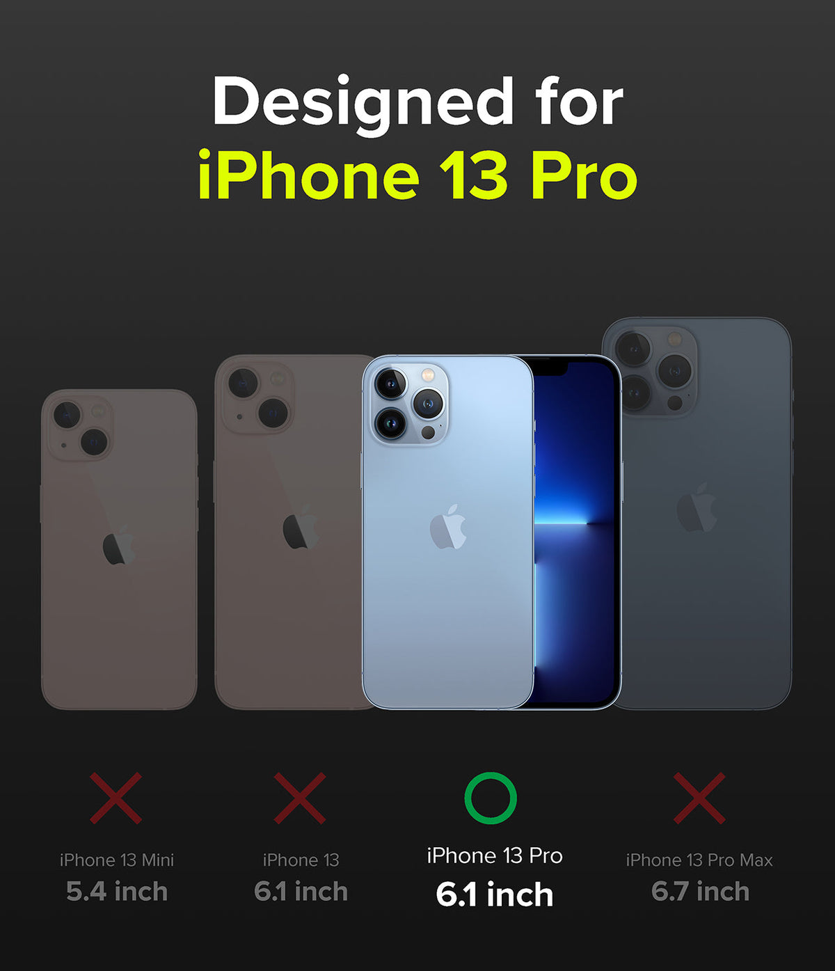iPhone 13 Pro Case | Slim - Comparison chart showing iPhone 13 Pro is the only compatible model among the 13 series.
