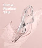 iPhone 13 Case | Air - Clear TPU phone case floating against a soft, flowing pink fabric background.