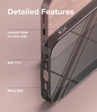 iPhone 13 Case | Air - Close-up of phone case highlighting lanyard holes, soft TPU material, and micro-dot texture.