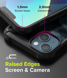 iPhone 13 Case | Fusion-X - Close-up of phone case showing 1.3mm screen bezel and 2.0mm camera lip protection.