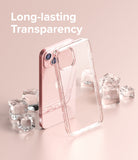 iPhone 13 Mini Case | Fusion - Clear phone case next to a pink iPhone 13 Mini surrounded by ice cubes on a pink background.