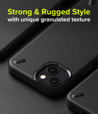 iPhone 13 Case | Onyx - Black rugged phone case with a granulated texture and dual-lens camera cutout.