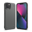 iPhone 13 Case | Onyx - Matte grey protective phone case shown from back and front views against a white background.