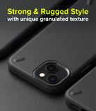 iPhone 13 Case | Onyx - Matte black phone case with a granulated texture and dual-camera cutout featuring Ringke branding.