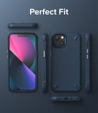 iPhone 13 Case | Onyx - Navy blue iPhone 13 case shown from multiple angles against a dark background with the text Perfect Fit.