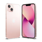 iPhone 13 Case | Slim - Front and back view of a pink iPhone 13 in a transparent, slim protective case.