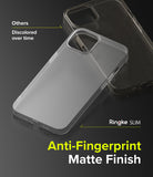 iPhone 13 Mini Case | Slim - Comparison of a clear matte Ringke case against a discolored standard clear phone case.
