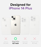 iPhone 14 Plus Case | Fusion Bumper - Comparison chart highlighting the iPhone 14 Plus as the only compatible model.