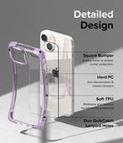 iPhone 14 Plus Case | Fusion Bumper - Exploded view of a purple phone bumper case and iPhone 14 Plus with design callouts.
