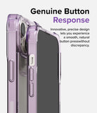 iPhone 14 Plus Case | Fusion Bumper - Close-up of a purple phone case highlighting responsive, tactile buttons and precise design.