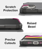 iPhone 14 Plus Case | Fusion Bumper - Three close-up views highlighting camera protection, raised screen bezels, and precise port cutouts.