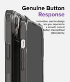 iPhone 14 Plus Case | Fusion Bumper - Close-up of a clear phone case highlighting responsive, precise side buttons.