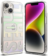 iPhone 14 Case | Fusion Design - Clear phone case with pastel Seoul typography overlaying an iPhone 14 back and front screen.