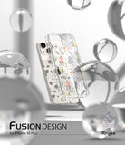 iPhone 14 Plus Case | Fusion Design - Clear phone case with colorful floral print floating among glass spheres.