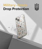 iPhone 14 Plus Case | Fusion Design - Floral iPhone case with military-grade drop protection against a gray background.