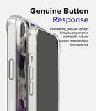 iPhone 14 Plus Case | Fusion Design - Clear phone case showing precise button cutouts and a floral butterfly design.
