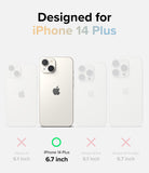 iPhone 14 Plus Case | Fusion Design - Comparison chart highlighting the iPhone 14 Plus as the only compatible model.