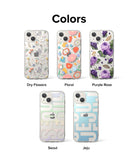 iPhone 14 Plus Case | Fusion Design - Five clear phone cases with floral, butterfly, and city-themed graphic designs.