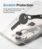 iPhone 14 Plus Case | Slim - A metal key scratches against a clear protective phone case on an iPhone.