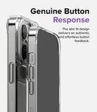 iPhone 14 Pro Max Case | Air - Close-up of a clear phone case on an iPhone showing tactile, responsive side buttons.