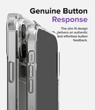 iPhone 14 Pro Max Case | Fusion Bumper - Close-up of a clear phone case highlighting responsive side buttons.