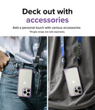 iPhone 14 Pro Max Case | Fusion Bumper - Two people wearing iPhones in purple bumper cases attached to neck straps.