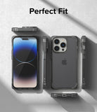 iPhone 14 Pro Max Case | Fusion Bumper - Multiple views of a black bumper case on an iPhone 14 Pro Max on gray background.