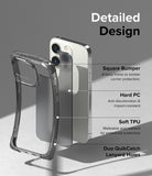 iPhone 14 Pro Max Case | Fusion Bumper - Exploded view of a phone case highlighting bumper, PC, TPU, and lanyard features.