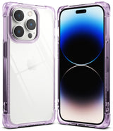 iPhone 14 Pro Max Case | Fusion Bumper - Front and back views of a purple-tinted clear phone case on an iPhone.
