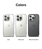 iPhone 14 Pro Max Case | Fusion Matte - Three iPhone 14 Pro Max cases in Clear, Matte Clear, and Matte Smoke Black.