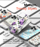 iPhone 14 Pro Max Case | Fusion Design - Clear phone cases with floral and graphic patterns displayed on white devices.