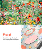 iPhone 14 Pro Max Case | Fusion Design - Clear phone case featuring hand-drawn pastel floral patterns over a field of poppies.