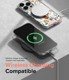 iPhone 14 Pro Max Case | Fusion Design - Floral iPhone 14 Pro Max case with MagSafe charger and wireless charging display.