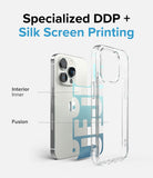 iPhone 14 Pro Max Case | Fusion Design - Diagram showing DDP and silk screen printing layers on a clear phone case.