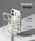 iPhone 14 Pro Max Case | Fusion Design - Clear phone case showing hard PC back, soft TPU frame, and lanyard holes.