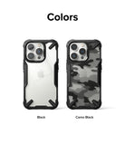 iPhone 14 Pro Max Case | Fusion-X - Two iPhone 14 Pro Max phones in Black and Camo Black Fusion-X cases side by side.