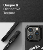 iPhone 14 Pro Max Case | Onyx Design - Textured black phone case showing side buttons and triple-lens camera module.