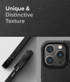 iPhone 14 Pro Max Case | Onyx - Black phone case with textured back, side button details, and triple camera lens cutout.