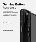 iPhone 14 Pro Max Case | Onyx - Close-up of black phone case showing textured sides and metallic buttons with callouts.