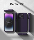 iPhone 14 Pro Max Case | Silicone - Purple silicone case shown from multiple angles around an iPhone 14 Pro Max.