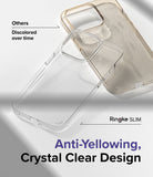 iPhone 14 Pro Case | Slim - Comparison of a clear Ringke case against a discolored, scratched competitor phone case.