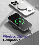 iPhone 14 Pro Max Case | Slim - iPhone 14 Pro Max in a clear case charging wirelessly on a pad and with a MagSafe charger.