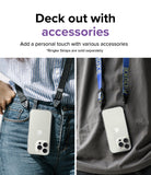 iPhone 14 Pro Case | Air - Two photos showing a clear phone case attached to black and blue branded neck straps worn by people.