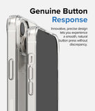 iPhone 14 Plus Case | Fusion - Clear phone case showing precise button cutouts and tactile covers on a white background.