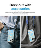 iPhone 14 Pro Case | Fusion Design - Two people wearing iPhone 14 Pro phones with patterned cases attached to neck straps.
