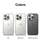 iPhone 14 Pro Case | Fusion Matte - Three iPhone 14 Pro cases in Clear, Matte Clear, and Matte Smoke Black finishes.