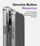 iPhone 14 Pro Case | Fusion Magnetic Matte - Close-up of a clear phone case highlighting tactile side buttons.