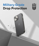 iPhone 14 Plus Case | Fusion Matte - Matte iPhone 14 Plus case floating above a surface with military-grade drop protection text.