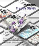 iPhone 14 Pro Case | Fusion Design - Clear phone cases with floral, butterfly, and geometric patterns displayed on white devices.
